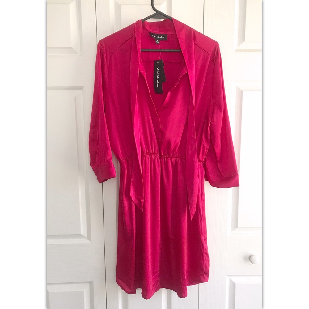 Wild Meadow Satiny Neck Tie Dress